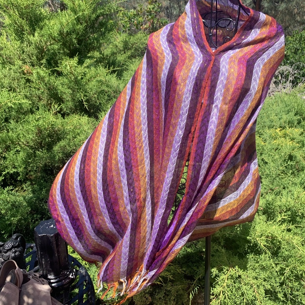 Purple and Orange Striped Sarong , scarf,wrap